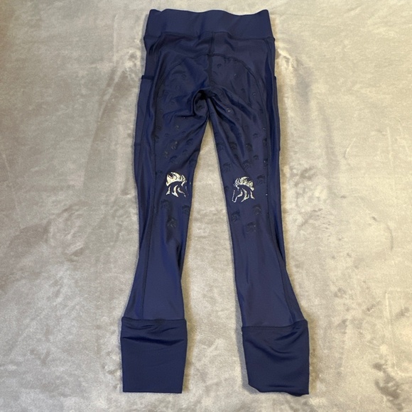 TEMPO Equestrian Leggings Girls Youth Small Purple Seat Grips Pants Breeches - Picture 6 of 8